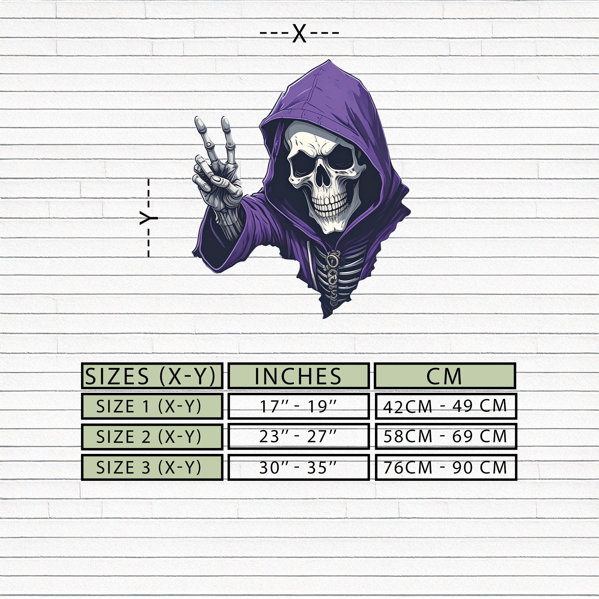 Grim Reaper Peace Metal Wall Art – Purple Skull UV Print Decor-KAFUVM019
