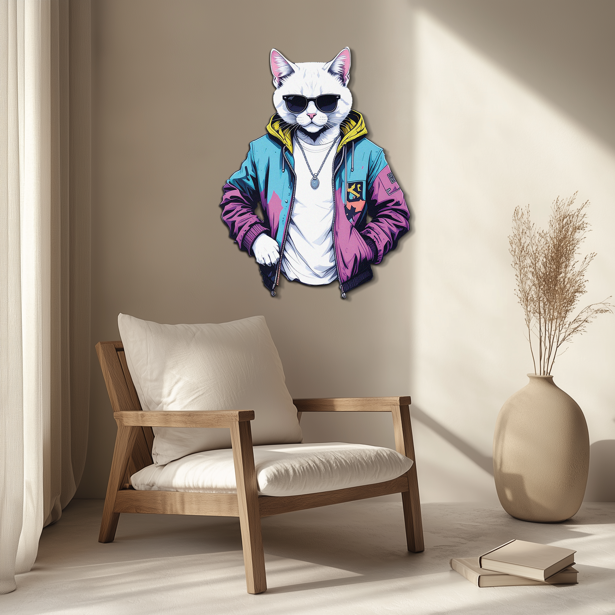 Street Style Cat Metal Wall Art – Cool Urban Decor-KAFUVM028