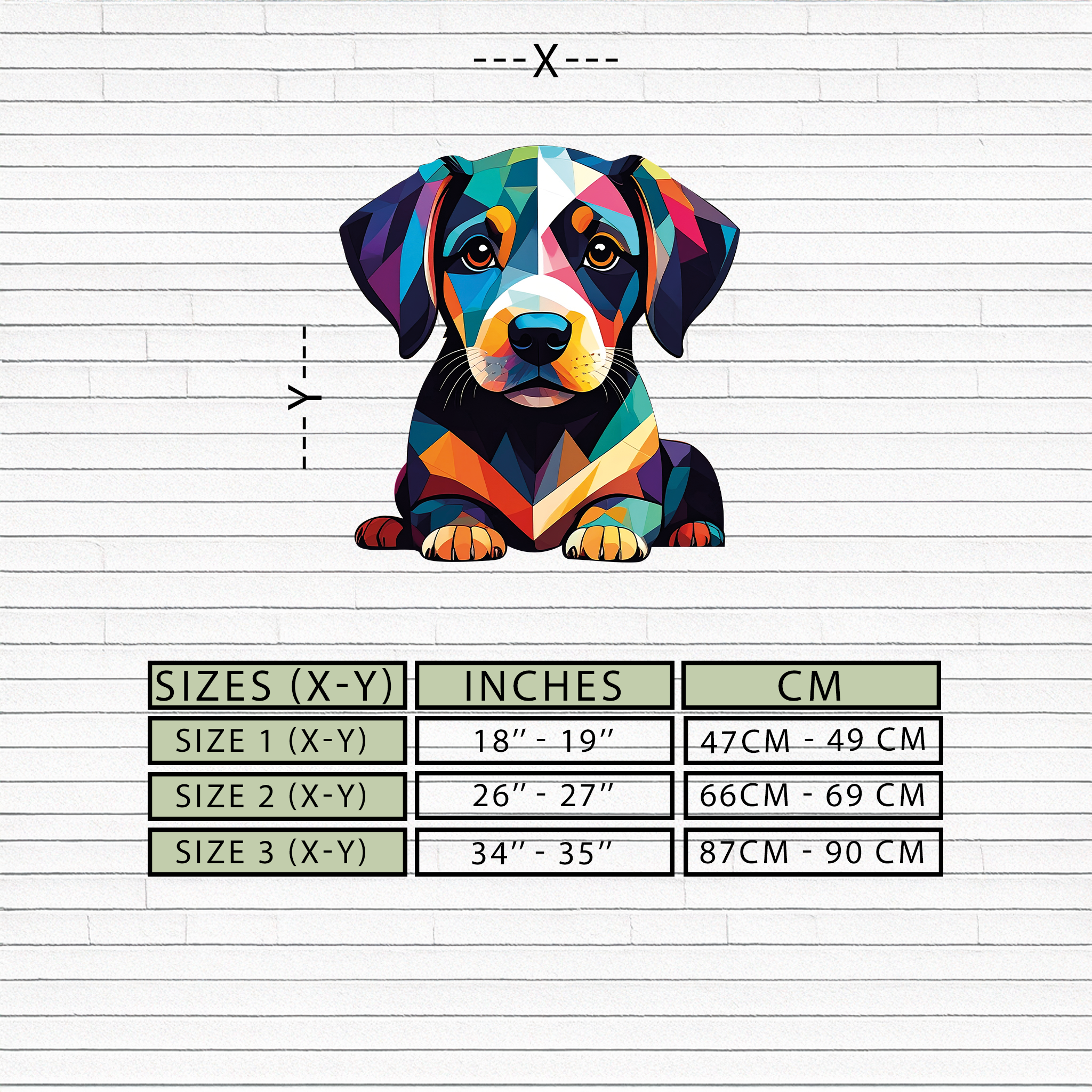 Colorful Geometric Puppy Metal Wall Art Decor-KAFUVM032