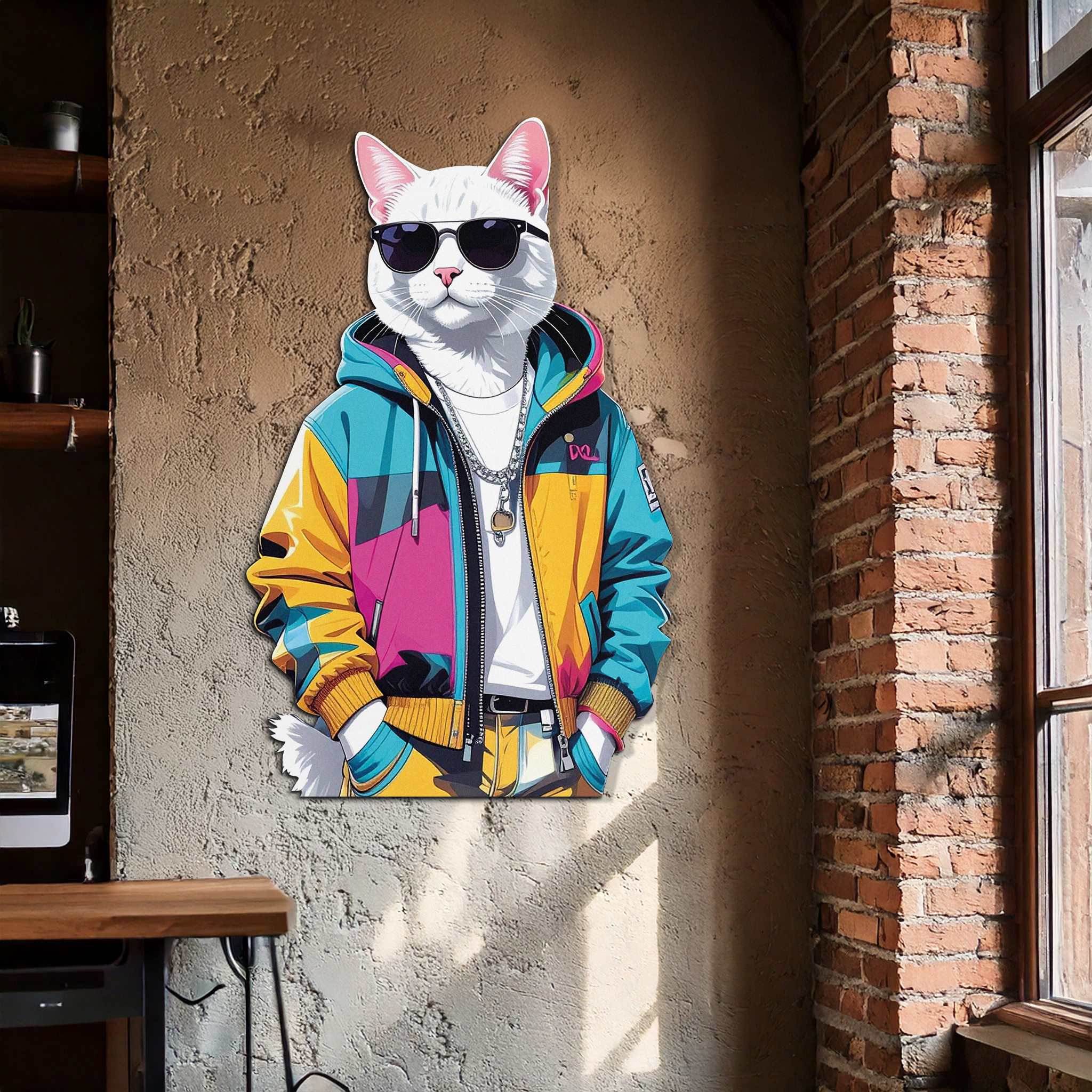 Cool Cat Metal Wall Art – Urban Street Style Decor-KAFUVM033