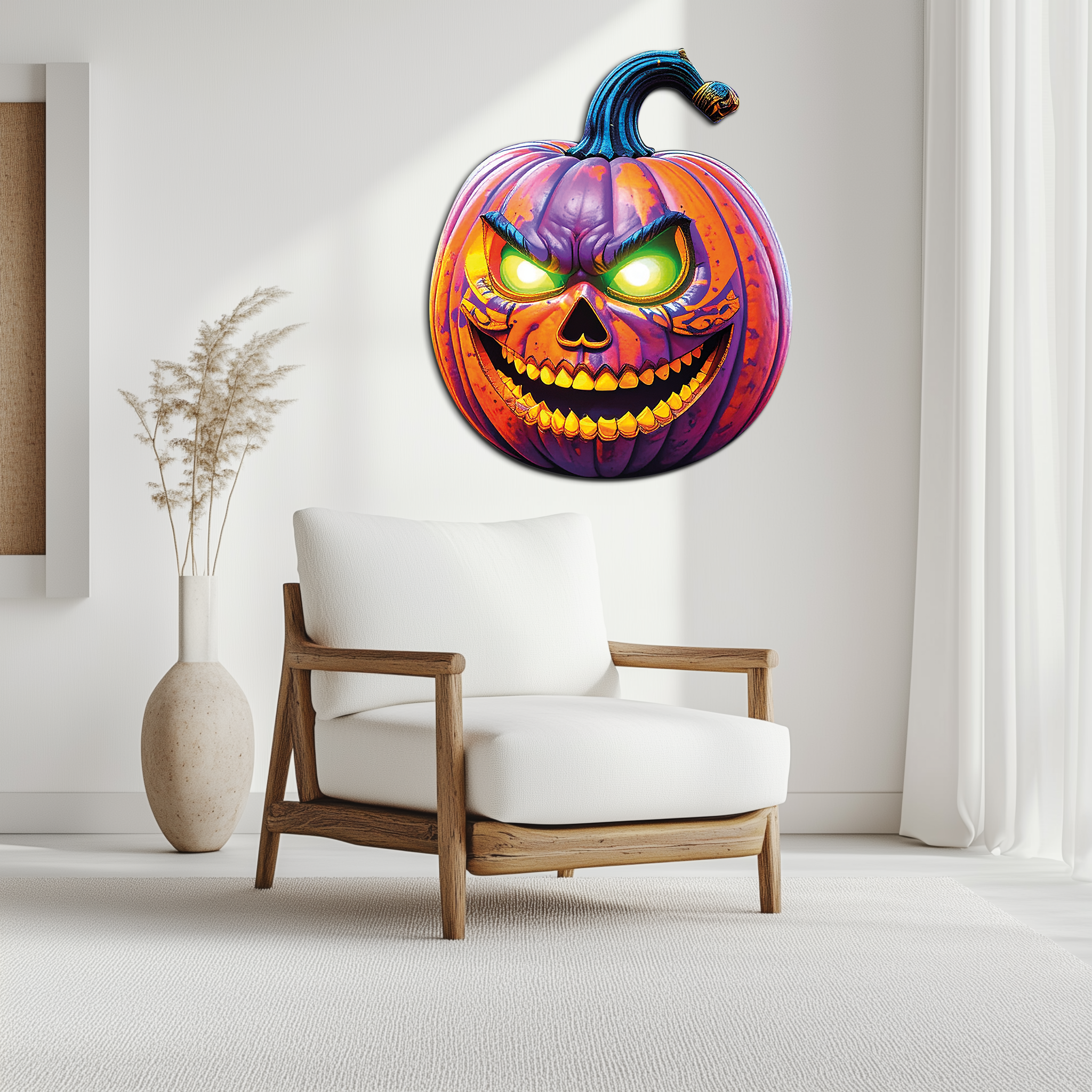 Evil Pumpkin Metal Wall Art – Spooky Halloween Decor-KAFUVM034