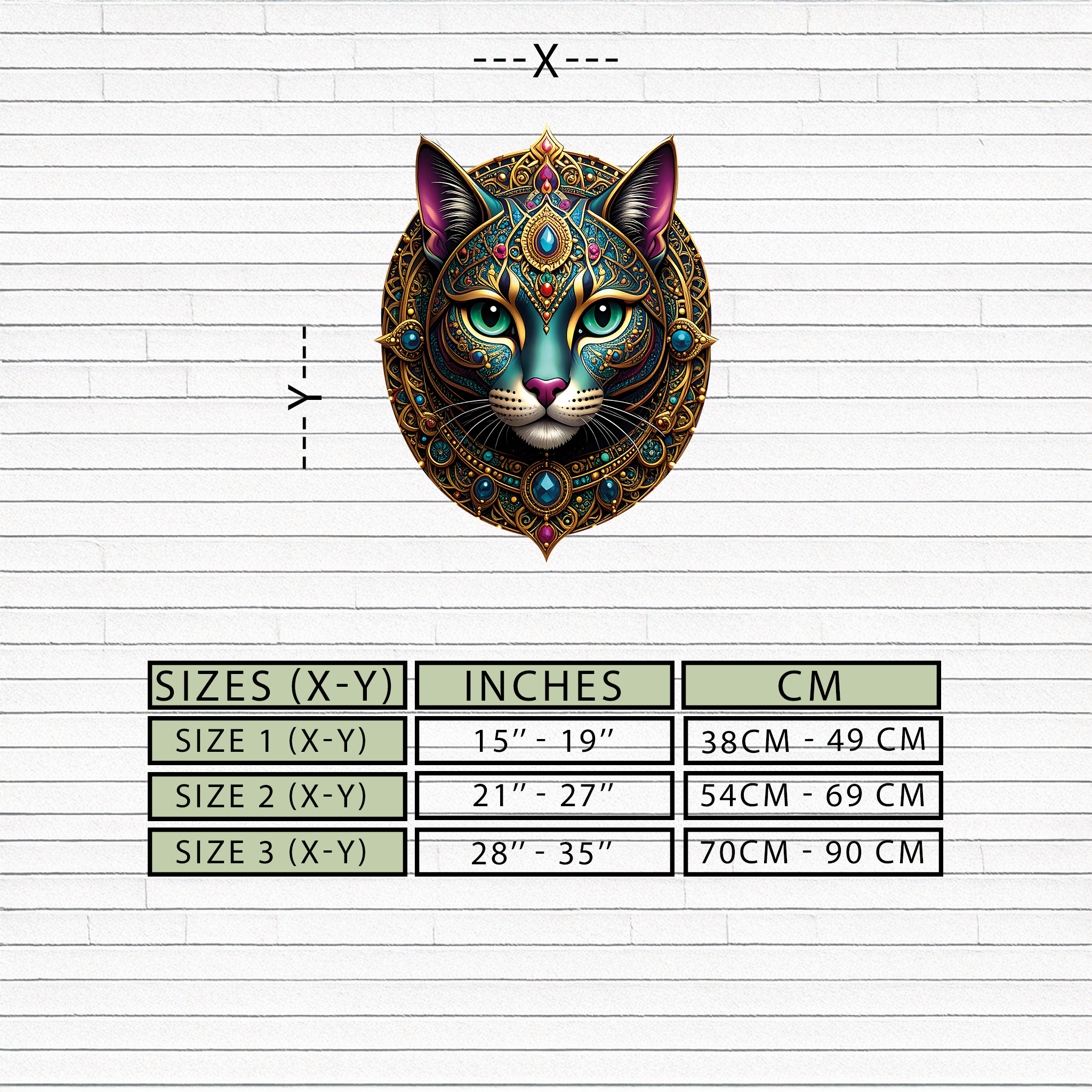 Mystic Mandala Cat Metal Wall Art – Boho Feline Decor-KAFUVM037