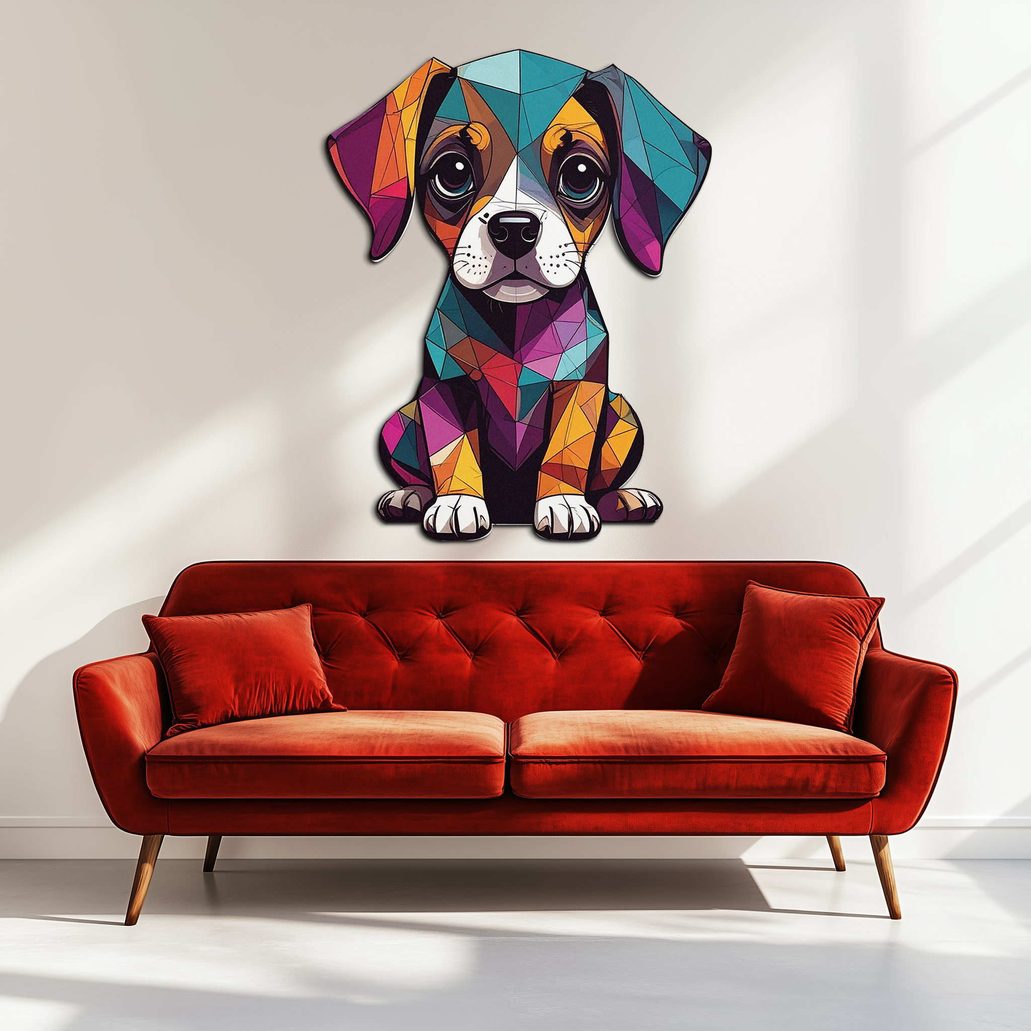 Geometric Puppy Metal Wall Art – Color Pop Dog Decor-KAFUVM039