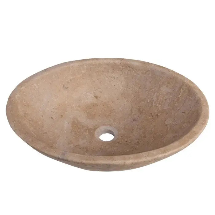 Karina Walnut Travertine oval vessel bathroom sink by Villohome