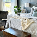 Soft Chunky Knitted Cream Throw Blanket