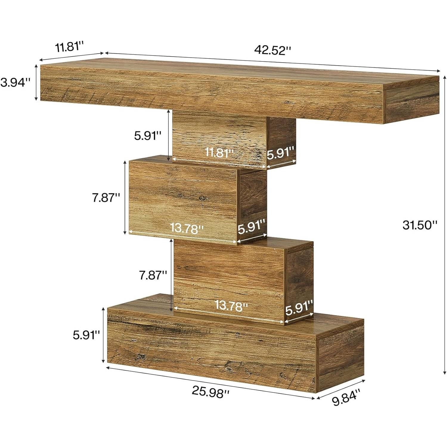 Modern Farmhouse 42-inch Entryway Accent Sofa Table in Light Brown Wood Finish