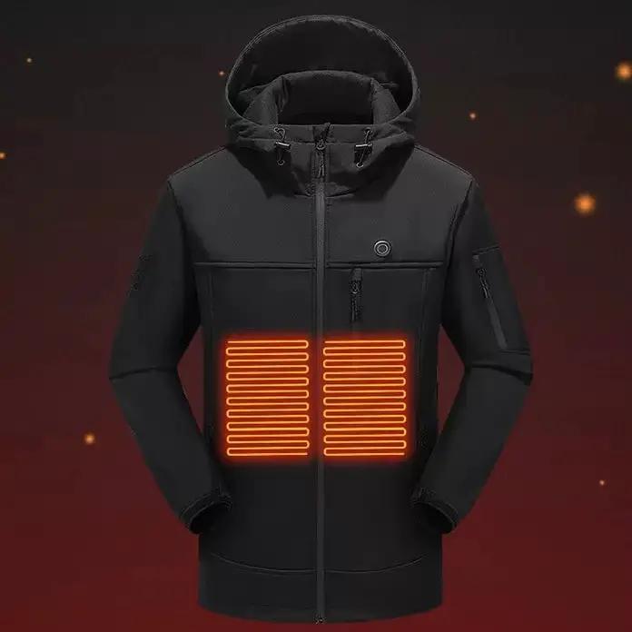 LITEGUEST 10-Zone Softshell Heated Jacket, black USB-powered sport jacket with 10 front heating zones.