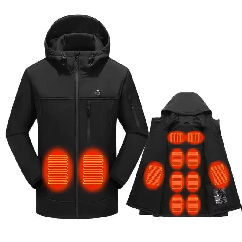 Jacket: LITEGUEST 10-Zone Softshell Heated USB Winter Jacket by SmartTherm OutdoorLiteGear Inc., black with 10 zones.