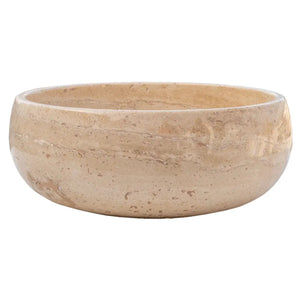 Travertine vessel sink, light beige, polished finish for bathroom vanity