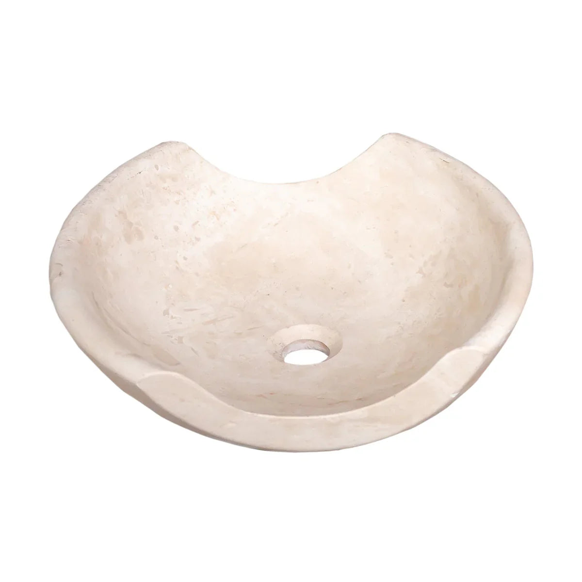 Light Travertine natural stone special-shape above-vanity bathroom sink by Villohome, honed finish