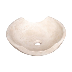 Light Travertine natural stone special-shape above-vanity bathroom sink by Villohome, honed finish