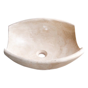 Villohome light travertine stone bathroom sink, above-vanity bowl with honed finish.