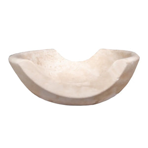 Light travertine stone bathroom sink by Villohome, special-shape above-vanity bowl, honed finish