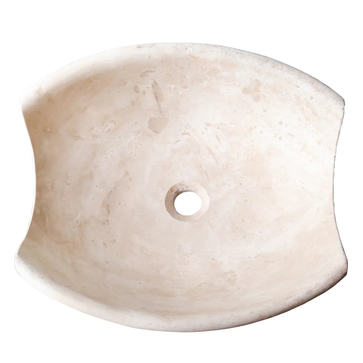 Stone sink, light travertine, irregular-shaped above-vanity bathroom basin with honed finish