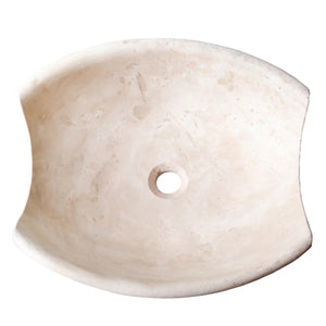 Stone sink, light travertine, irregular-shaped above-vanity bathroom basin with honed finish