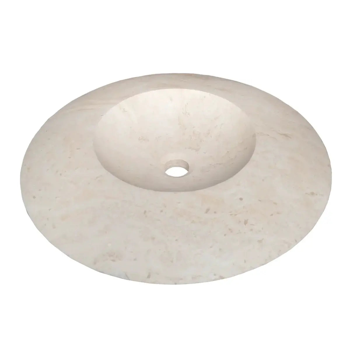 Stone sink light travertine natural, UFO-shaped above-counter bathroom sink, honed finish
