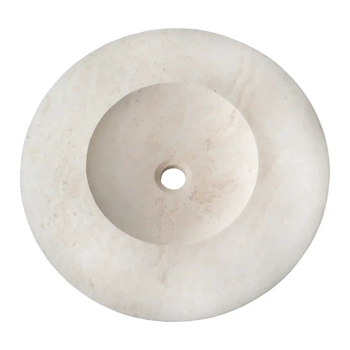 Stone sink in light travertine, UFO-shaped above-counter bathroom sink with honed finish