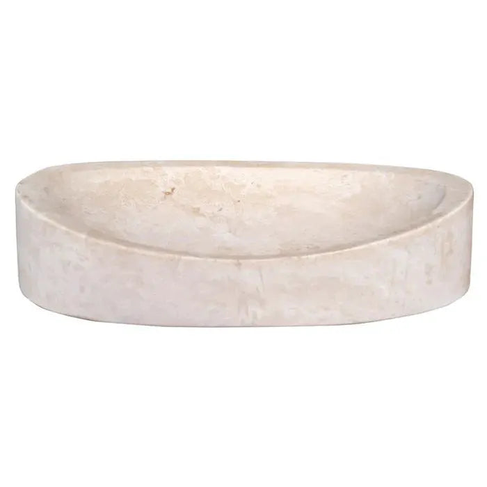 Light travertine natural stone bathroom vanity vessel sink by Villohome, honed finish