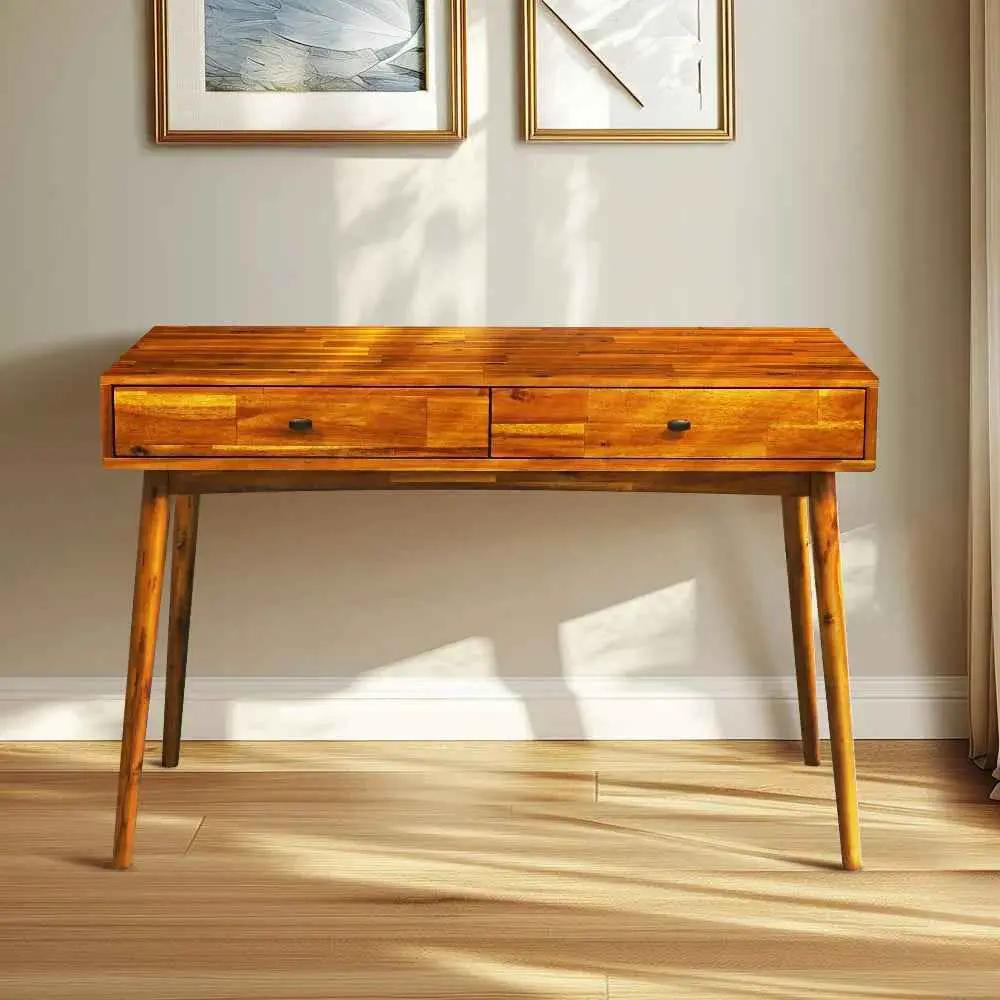 Acacia Lagom 48" Solid Wood Work Desk with Drawers for Functional Home Office