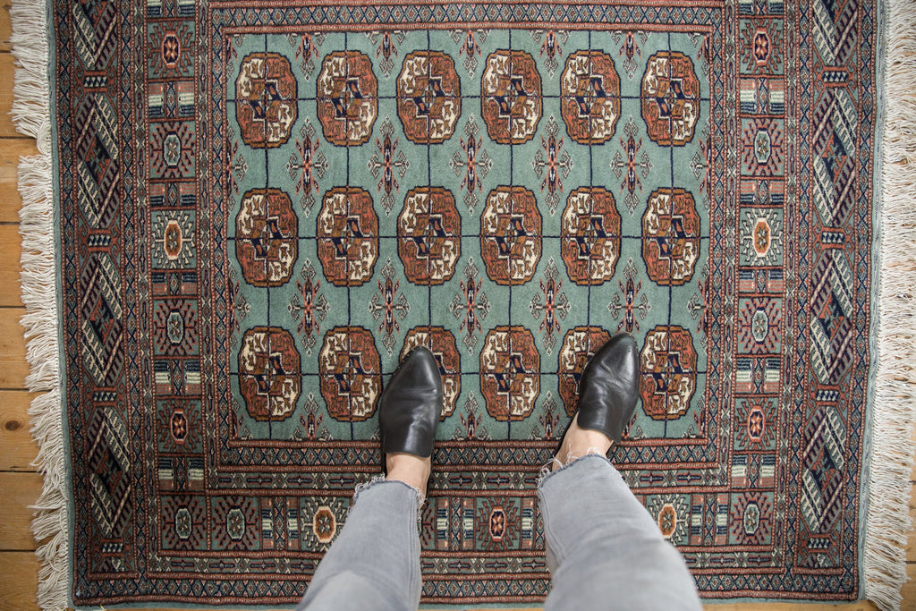 4x4.5 Vintage Fine Bokhara Square Rug