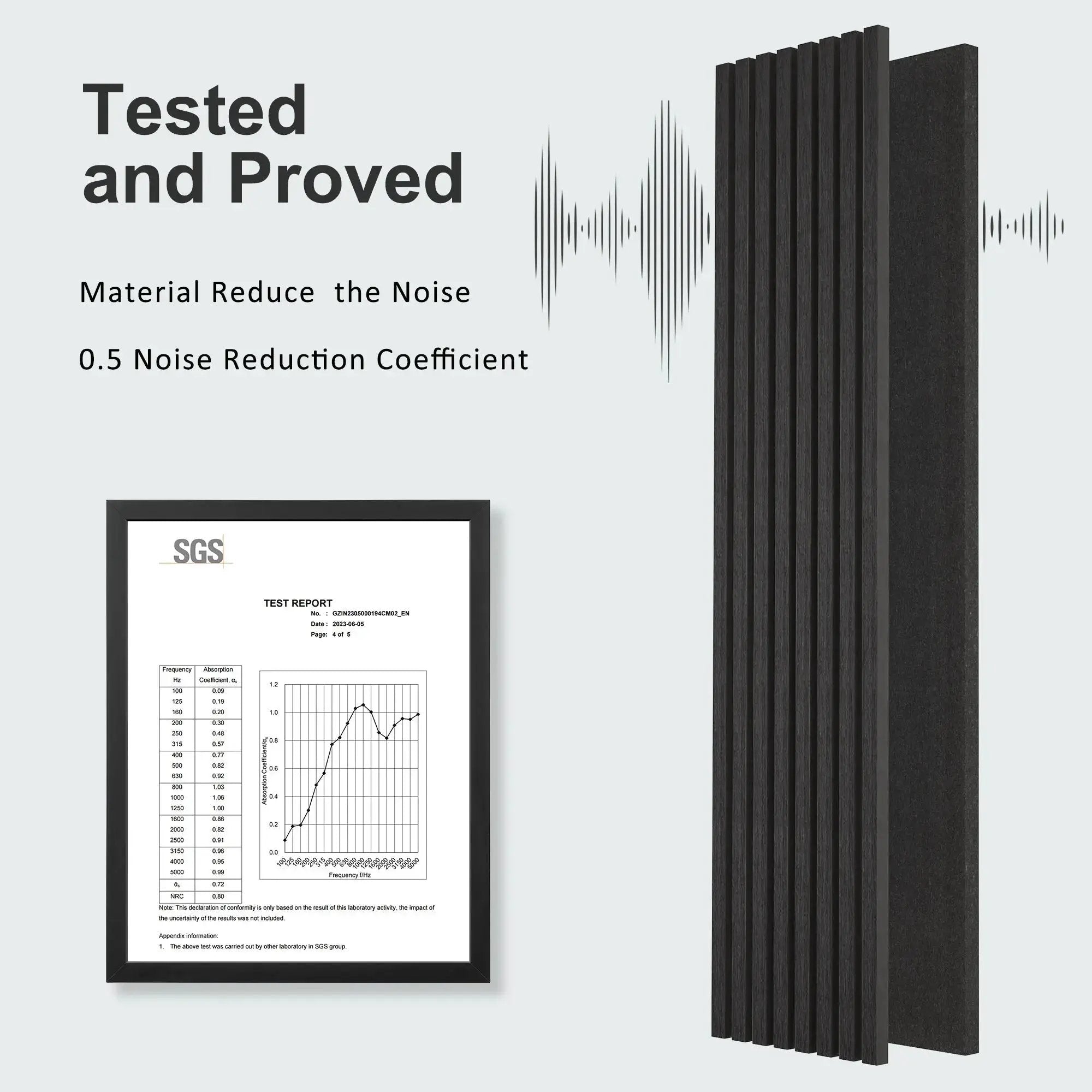 HAUSVITA MDF acoustic slat wood wall panels in dark charcoal finish