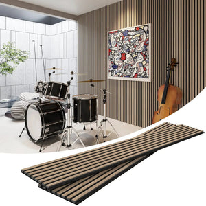 MDF Acoustic Slat Wood Wall Panels HAUSVITA brown vertical wood slats