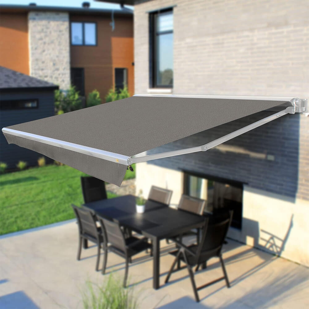 Multiple Awnings Brasilia Europa Premium Outdoor Manual Retractable Sun Shade Awning With White Frame (SAK93514)
