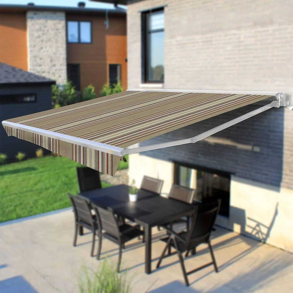 Multiple Awnings Brasilia Europa Premium Outdoor Manual Retractable Sun Shade Awning With White Frame (SAK93514)
