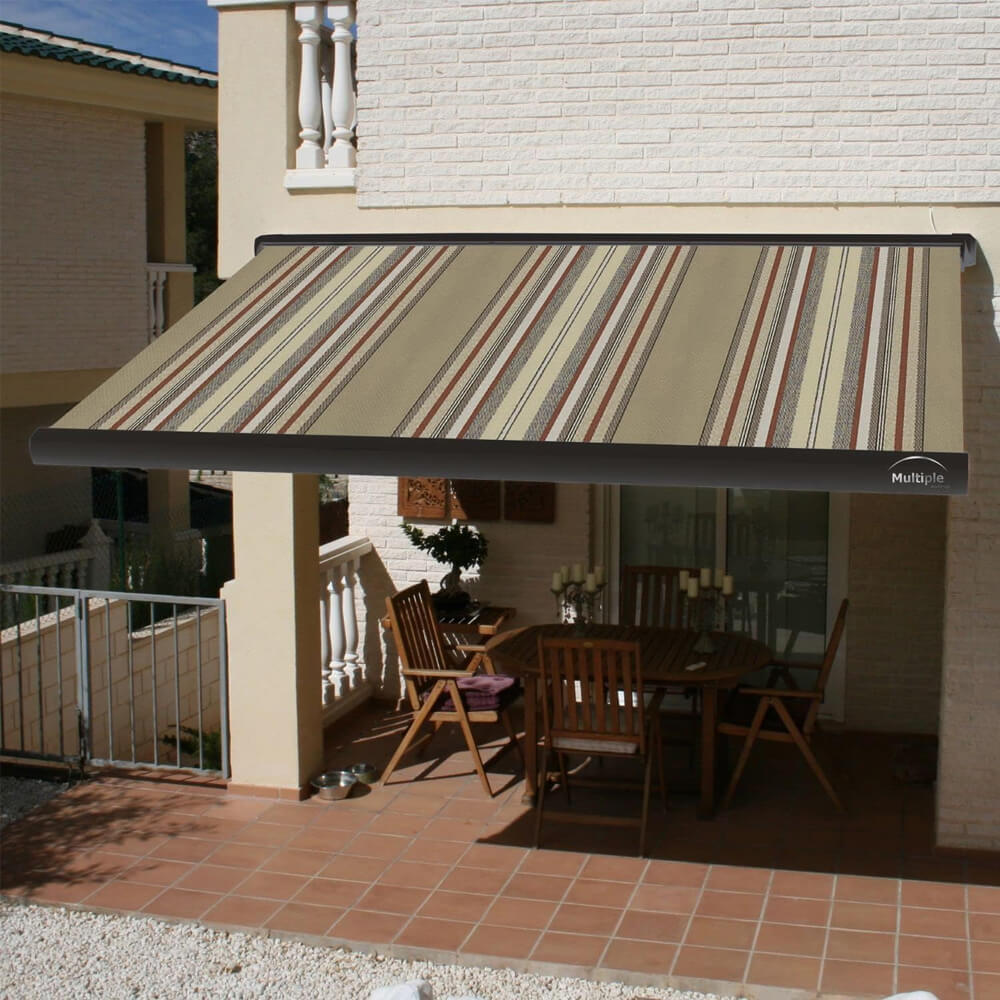 Multiple Awnings Brasilia Slim Premium Full Cassette Manual Retractable Sun Shade Awning With Black Frame (SAK91420)