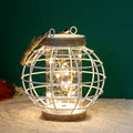 7.3" H Metal Cage LED Lantern Battery Powered Lamp(White)