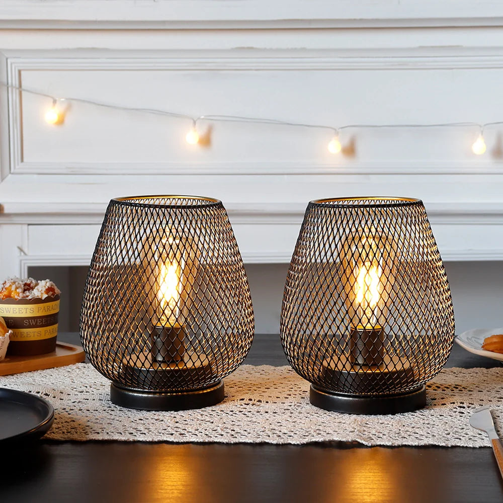 Set of 2- 6.5''H Metal Table Lamps (Brown)