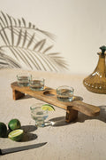 Agave Flight Tasting , Set of 4 Glasses + Wooden Tray