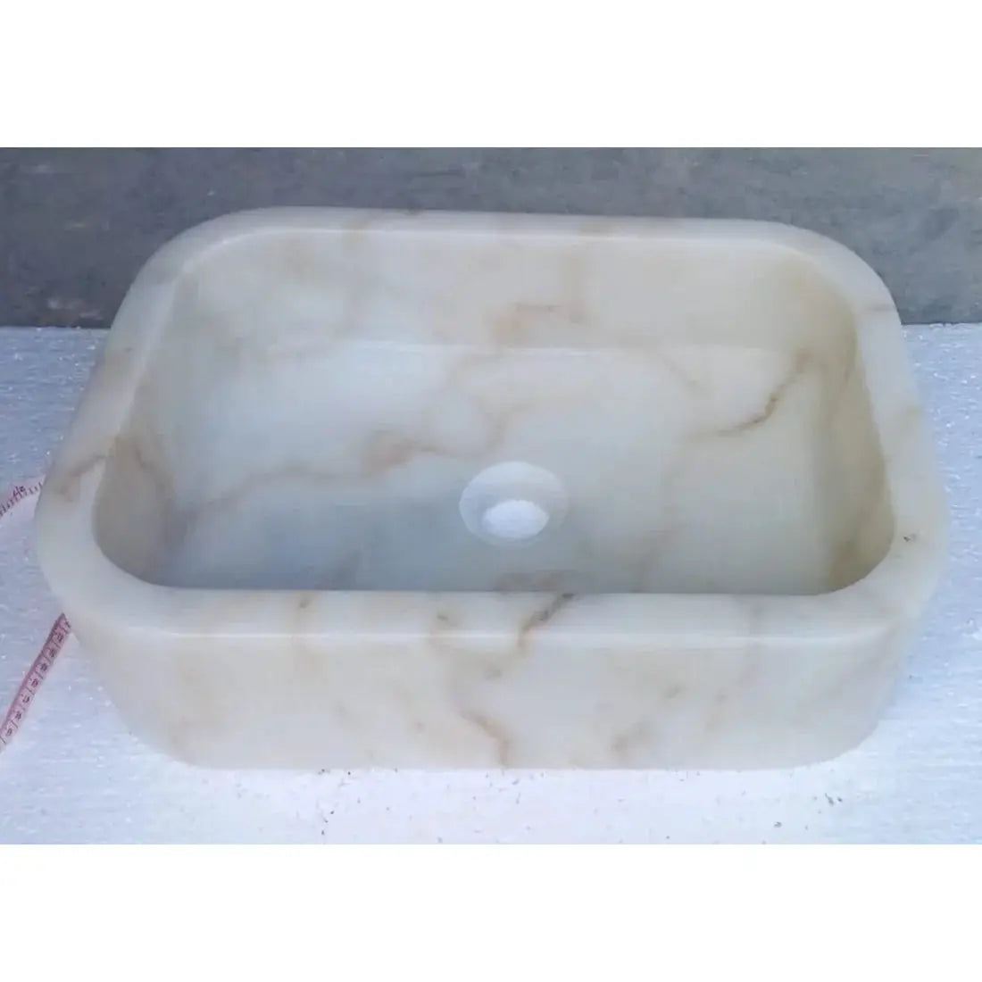 European sugar white marble rectangular vanity sink, above-counter bowl