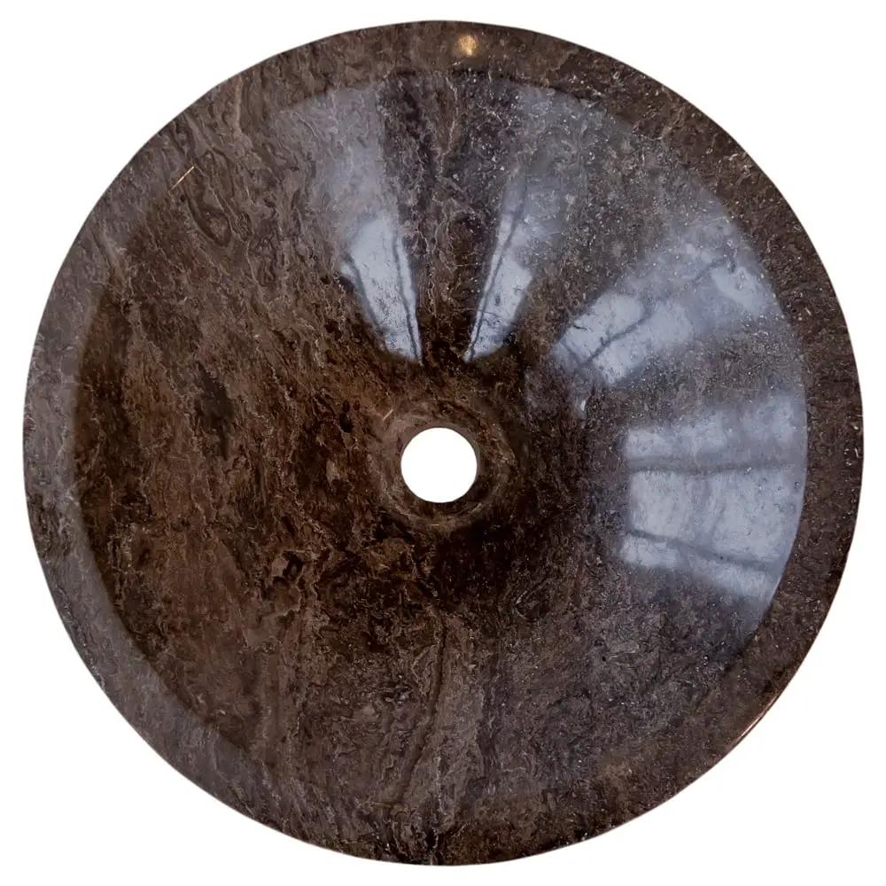 Villohome Narcist brown marble round sink, 16-inch diameter, polished finish