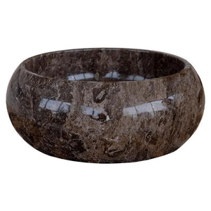 Narcist brown marble vessel sink by Villohome, high-gloss polished finish.