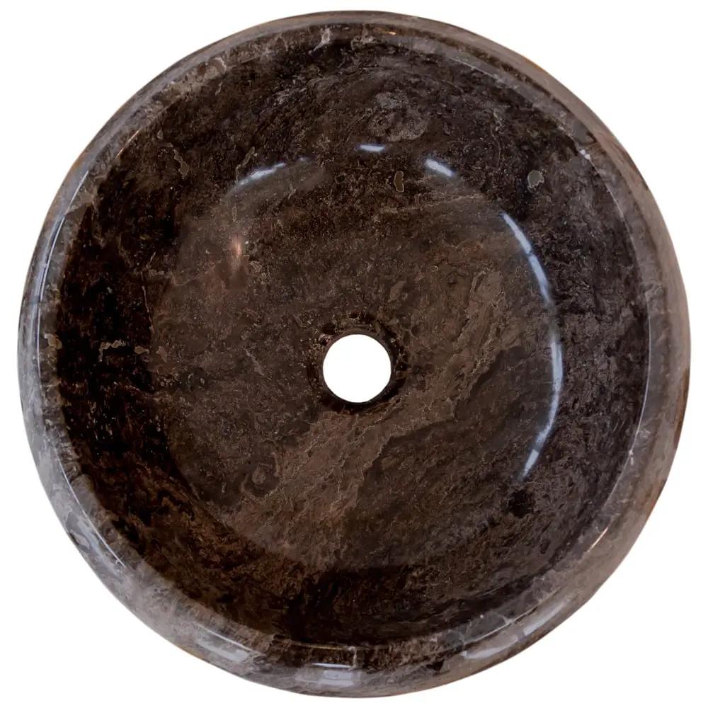 Narcist Brown Marble Vessel Sink by Villohome, high-gloss polished finish