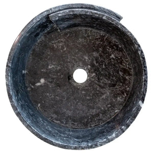 Stone sink by Villohome, natural black marble, round above-vanity bowl, 16in diameter, polished