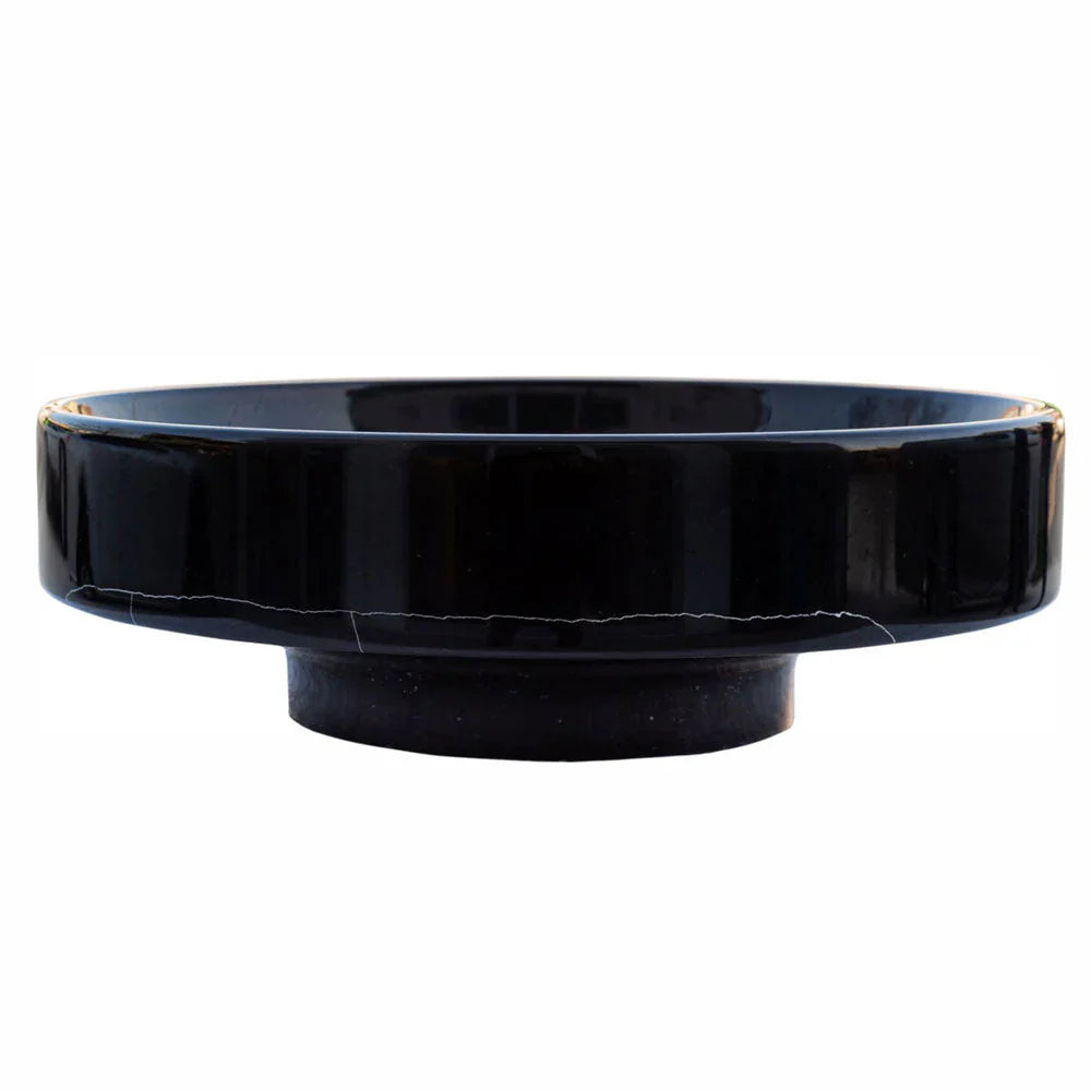 Toros Black Marble Above Vanity Sink basin by Villohome, pedestal base