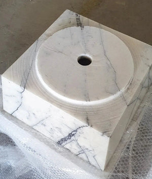 Natural Stone New York White Marble pedestal sink with circular drain hole