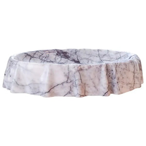 New York Marble designer vessel sink for bathroom, polished white marble with gray veining
