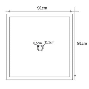 Villohome Noce Brown travertine square shower base, 36x36 inches (91x91 cm), hand-carved from solid travertine