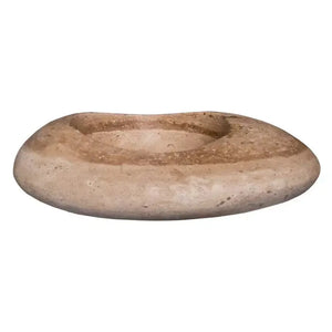 Noce Travertine bathroom vessel sink, kayak design in beige natural stone by Villohome