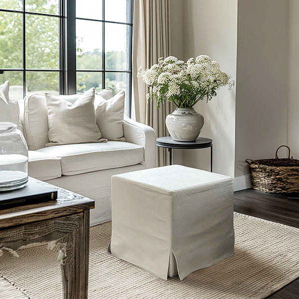 Deluxe Slipcover Upholstered Ottoman