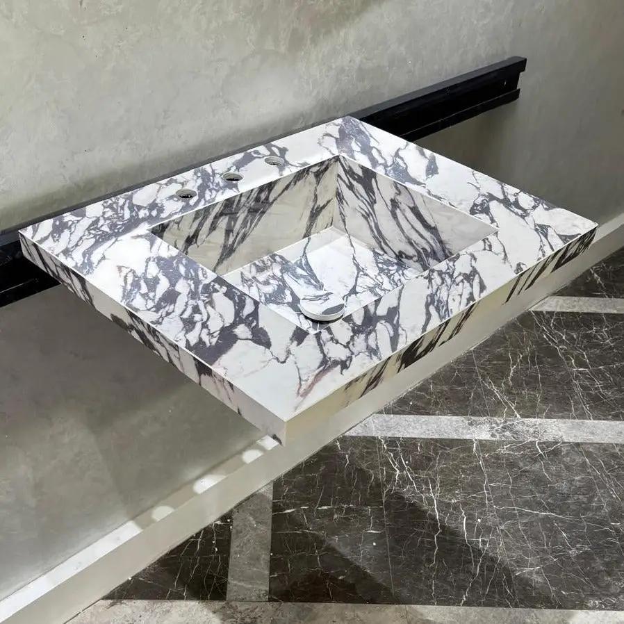 READY TO SHIP! Handcrafted Calacatta Viola Porcelain Vessel Sink: Custom Bathroom Vanity Top (ES-39)
