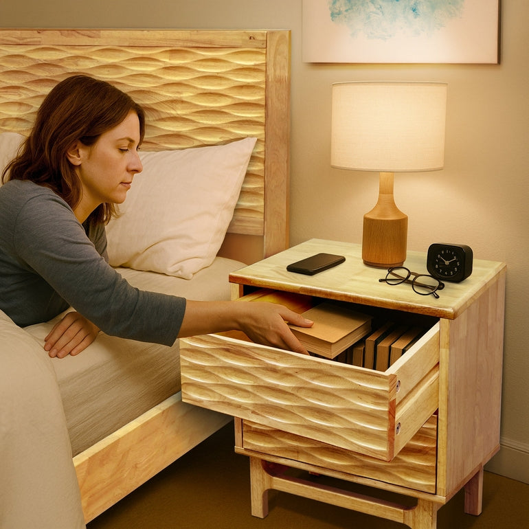 Acacia Elara Nightstand with 2 Drawers - Stylish Storage Solution