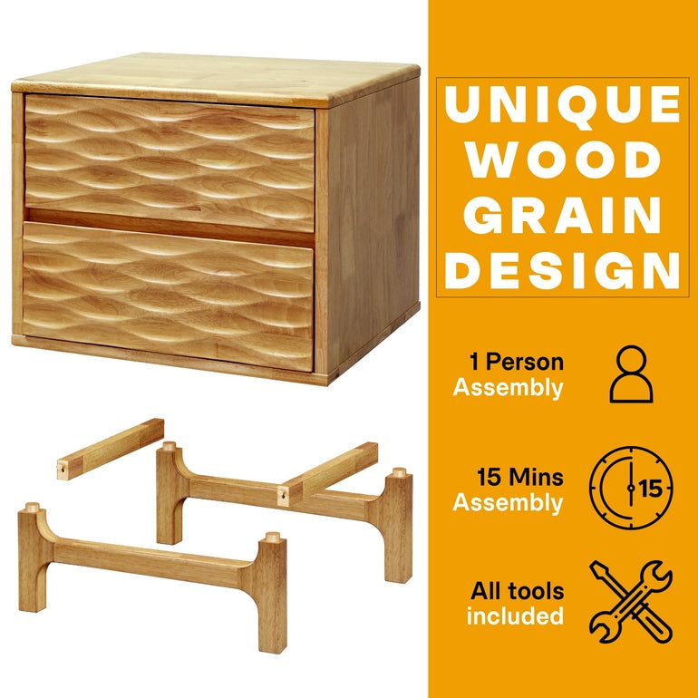 Acacia Elara Nightstand with 2 Drawers - Stylish Storage Solution