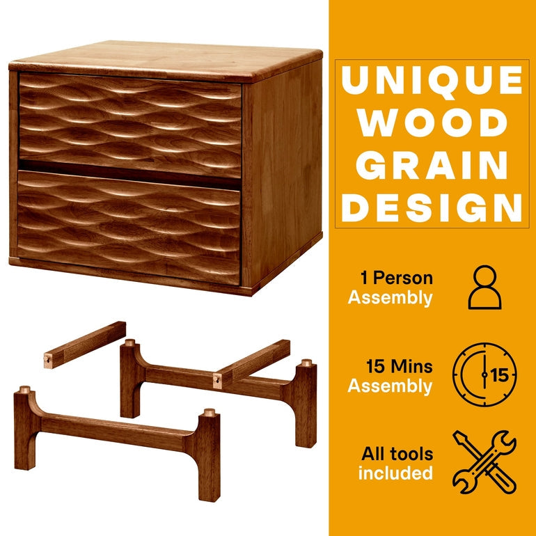 Acacia Elara Nightstand with 2 Drawers - Stylish Storage Solution