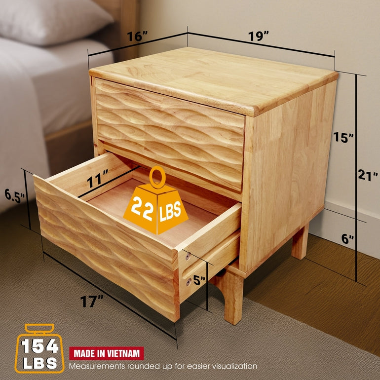 Acacia Elara Nightstand with 2 Drawers - Stylish Storage Solution