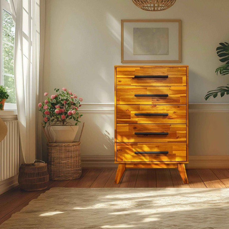 Acacia Linea Solid Wood Dresser for Timeless Elegance