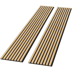 Luxury natural oak acoustic solid wood slat wall panels, 2 panels per box, on black backing